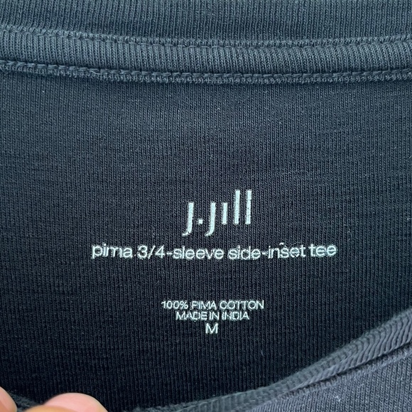J. Jill Sz M Black Stretch Elbow Sleeve Shirttail Tee Shirt Pullover Blouse Top - Picture 3 of 9